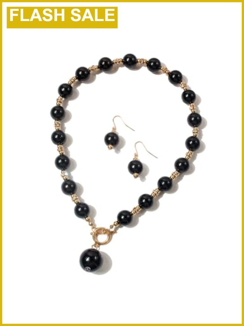 1920s Chunky Simulated Pearl Choker Necklace Drop Earrings Set Women Vintage